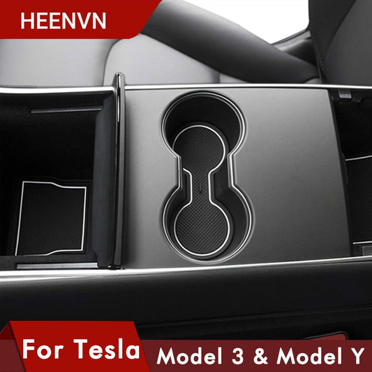 Heenvn 7Pcs/Set For Tesla Model 3 Accessories Gate Slot Pad Door Groove Mat Center Console Cup Holder Model3 Model Y Car Three