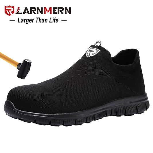 LARNMERM Safety Shoes Work Shoes Steel Toe Comfortable Lightweight Breathable Construction Warehouse Factory Protection Shoe