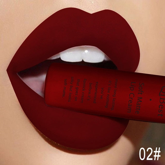 QIBEST Matte Lip Gloss Lip Makeup 34 Colors Velet Nude Waterproof Lipgloss Matte Lipstick Liquid Lipstick Long lasting Lip Tint