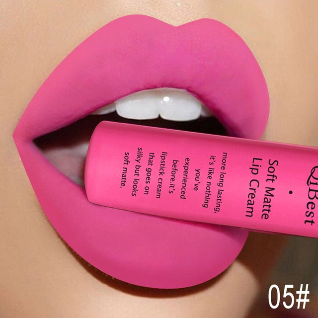 QIBEST Matte Lip Gloss Lip Makeup 34 Colors Velet Nude Waterproof Lipgloss Matte Lipstick Liquid Lipstick Long lasting Lip Tint