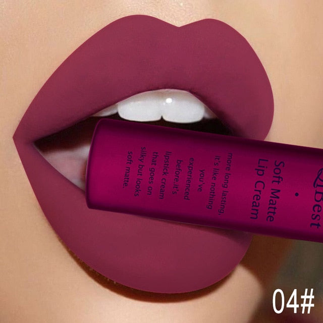 QIBEST Matte Lip Gloss Lip Makeup 34 Colors Velet Nude Waterproof Lipgloss Matte Lipstick Liquid Lipstick Long lasting Lip Tint