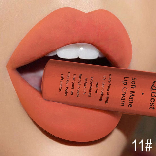 QIBEST Matte Lip Gloss Lip Makeup 34 Colors Velet Nude Waterproof Lipgloss Matte Lipstick Liquid Lipstick Long lasting Lip Tint