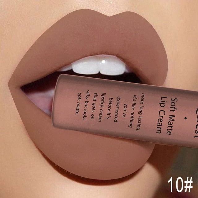 QIBEST Matte Lip Gloss Lip Makeup 34 Colors Velet Nude Waterproof Lipgloss Matte Lipstick Liquid Lipstick Long lasting Lip Tint