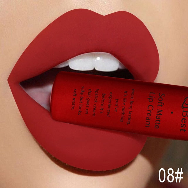 QIBEST Matte Lip Gloss Lip Makeup 34 Colors Velet Nude Waterproof Lipgloss Matte Lipstick Liquid Lipstick Long lasting Lip Tint