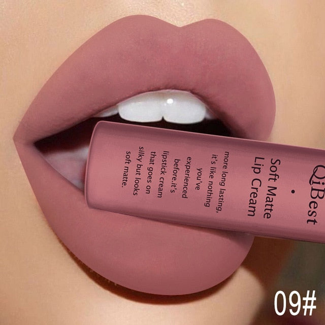 QIBEST Matte Lip Gloss Lip Makeup 34 Colors Velet Nude Waterproof Lipgloss Matte Lipstick Liquid Lipstick Long lasting Lip Tint