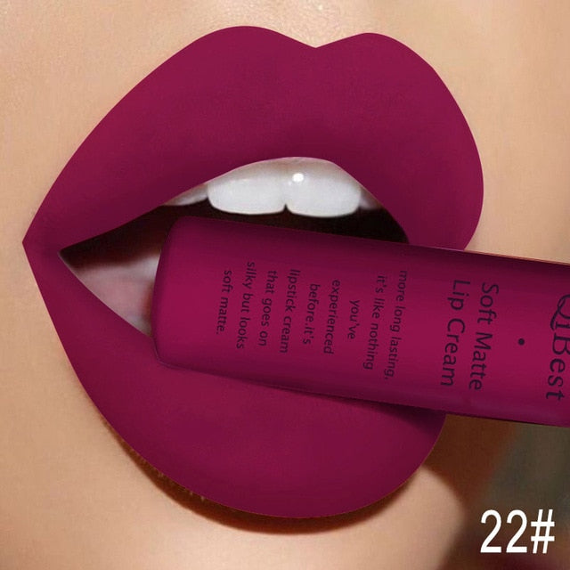 QIBEST Matte Lip Gloss Lip Makeup 34 Colors Velet Nude Waterproof Lipgloss Matte Lipstick Liquid Lipstick Long lasting Lip Tint