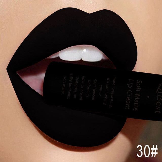 QIBEST Matte Lip Gloss Lip Makeup 34 Colors Velet Nude Waterproof Lipgloss Matte Lipstick Liquid Lipstick Long lasting Lip Tint