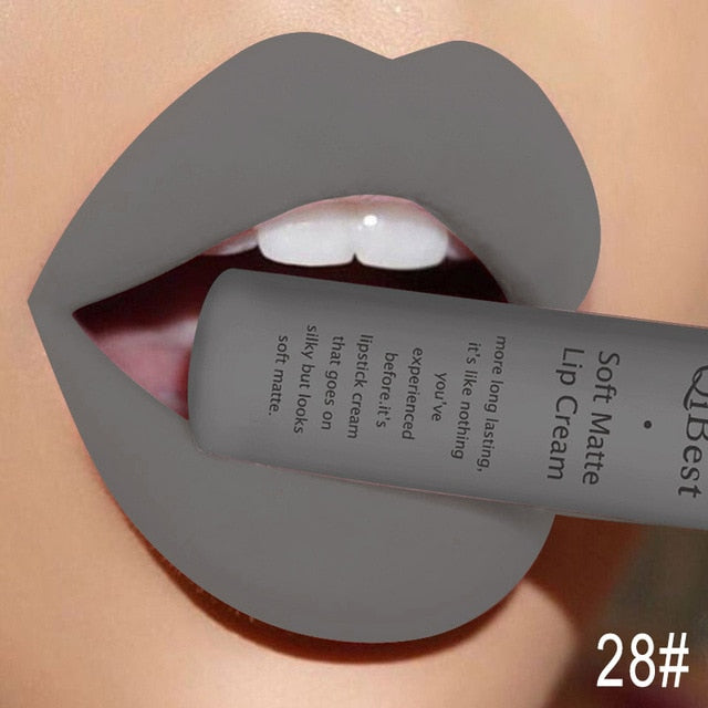 QIBEST Matte Lip Gloss Lip Makeup 34 Colors Velet Nude Waterproof Lipgloss Matte Lipstick Liquid Lipstick Long lasting Lip Tint