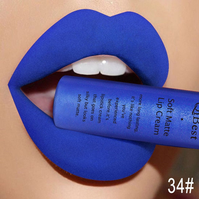 QIBEST Matte Lip Gloss Lip Makeup 34 Colors Velet Nude Waterproof Lipgloss Matte Lipstick Liquid Lipstick Long lasting Lip Tint