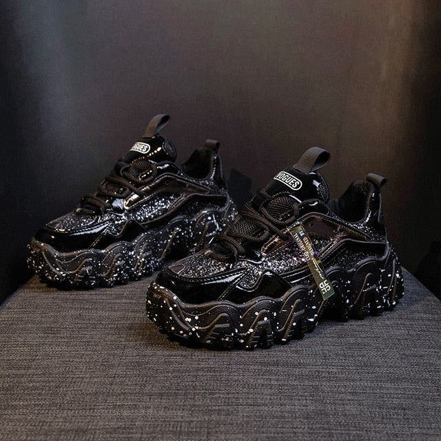Sneakers Women Autumn 2020 Fashion Sequined Cloth Bling Breathable Round Toe Leisure Chunky Women Shoes Tenis Feminino TUINANLE
