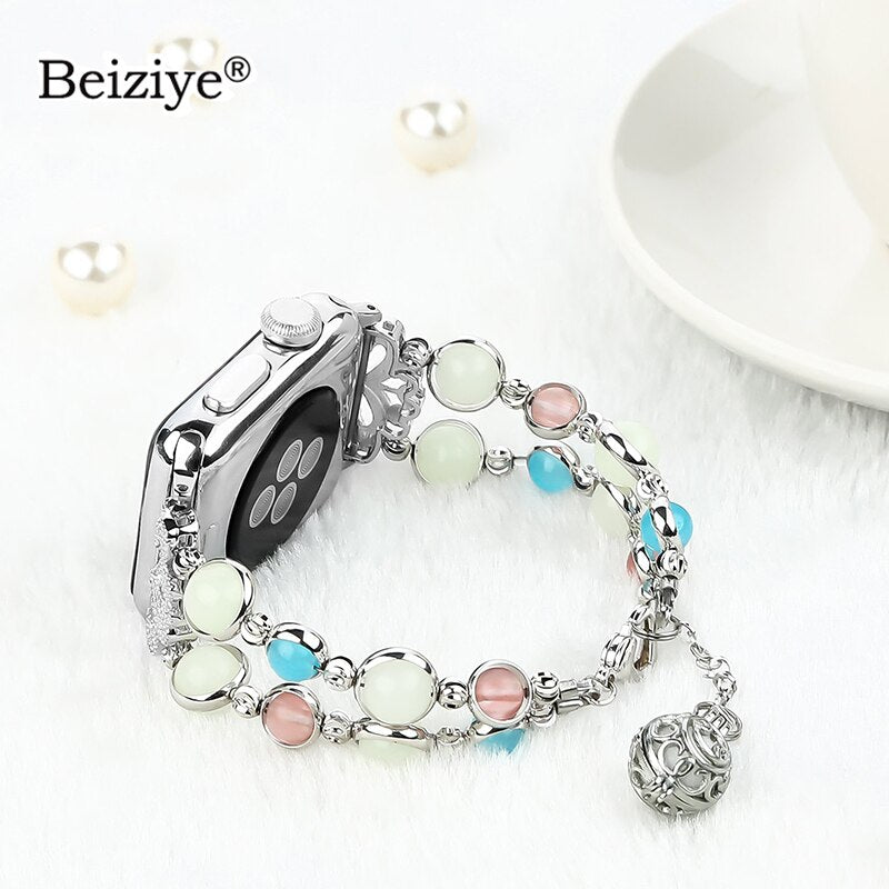 Luminous Bracelet Strap for apple watch 44 mm 40mm women Watchband for apple watch strap 42mm 38mm band Jewelry iwatch Accessory