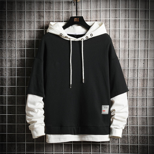 Japan Style Casual O-Neck 2020 Spring Autumn Print Hoodie Sweatshirt Men'S Thick Fleece Hip Hop High Streetwear Clothes