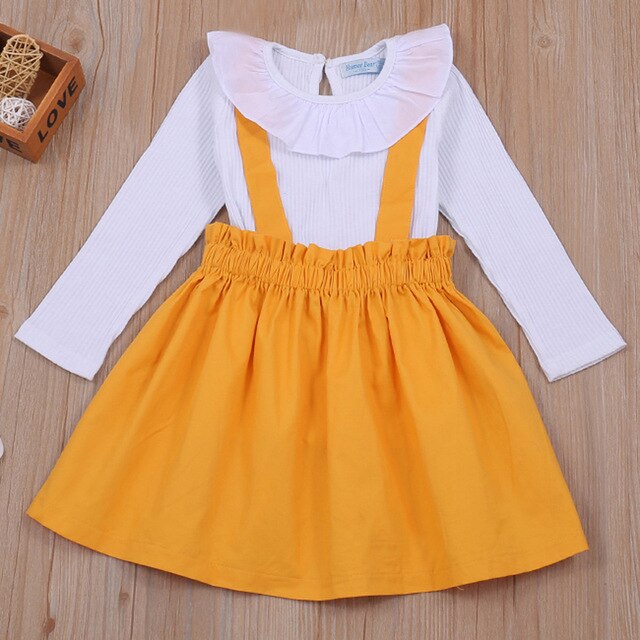 Humor Bear Autumn Kids Baby Girl Clothes Long Sleeve T-shirt+Grid Skirt +bowknot Casual suits Student Girls' Clothing Sets
