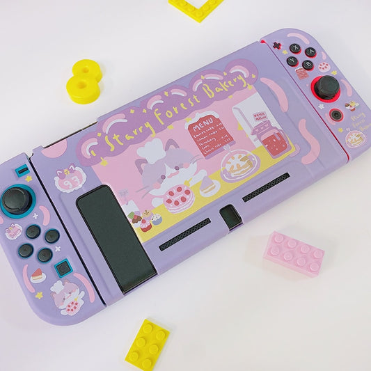 STARRY FOREST Cat Bakery cute purple soft protective case shell for nintendo switch for girls