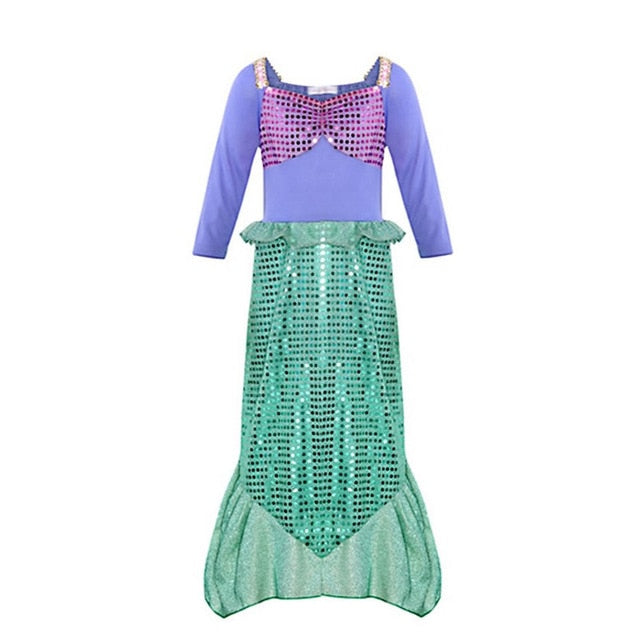 Girls Little Mermaid Ariel Princess Dress Cosplay Costumes For Kids Baby Girl Mermaid Dress Up Sets Children Halloween Clothing