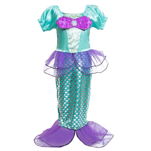 Girls Little Mermaid Ariel Princess Dress Cosplay Costumes For Kids Baby Girl Mermaid Dress Up Sets Children Halloween Clothing