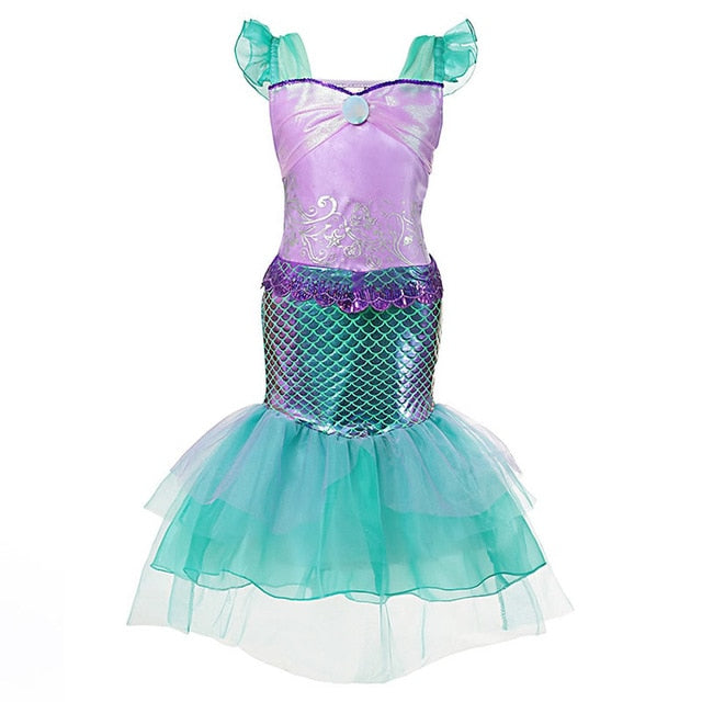 Girls Little Mermaid Ariel Princess Dress Cosplay Costumes For Kids Baby Girl Mermaid Dress Up Sets Children Halloween Clothing