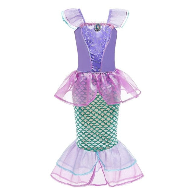 Girls Little Mermaid Ariel Princess Dress Cosplay Costumes For Kids Baby Girl Mermaid Dress Up Sets Children Halloween Clothing