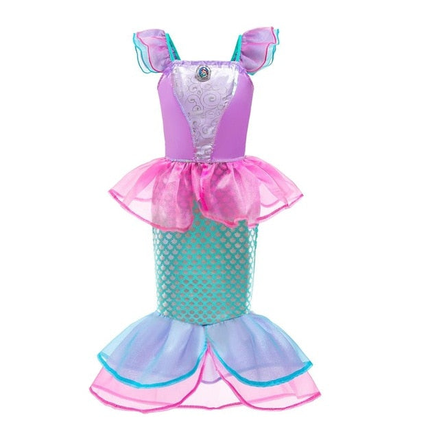 Girls Little Mermaid Ariel Princess Dress Cosplay Costumes For Kids Baby Girl Mermaid Dress Up Sets Children Halloween Clothing