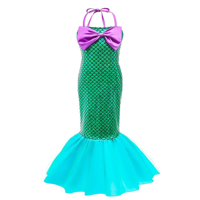 Girls Little Mermaid Ariel Princess Dress Cosplay Costumes For Kids Baby Girl Mermaid Dress Up Sets Children Halloween Clothing