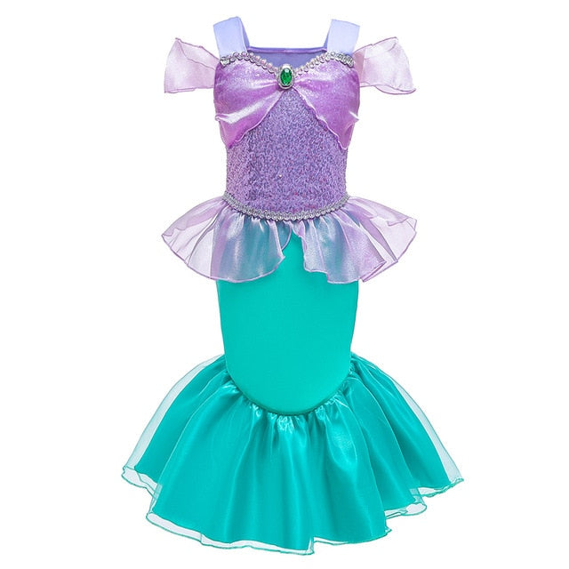 Girls Little Mermaid Ariel Princess Dress Cosplay Costumes For Kids Baby Girl Mermaid Dress Up Sets Children Halloween Clothing