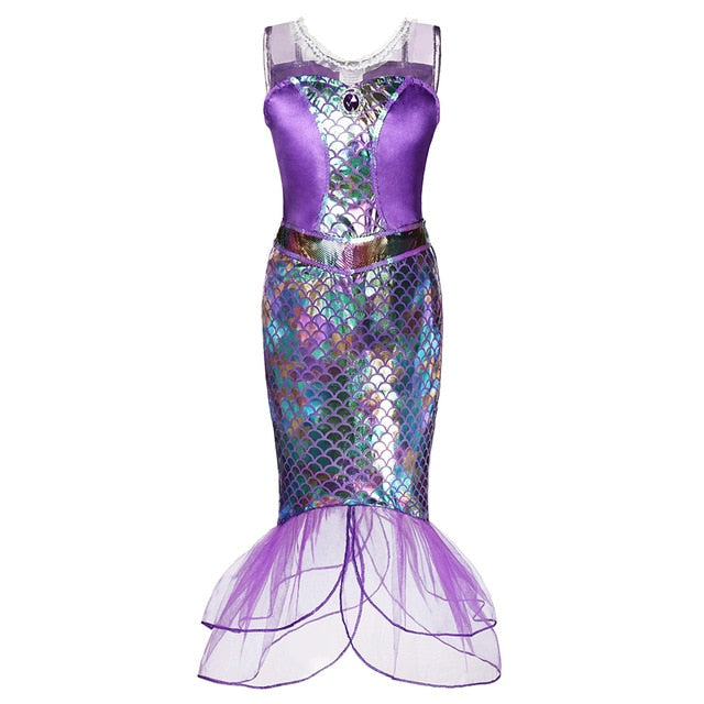 Girls Little Mermaid Ariel Princess Dress Cosplay Costumes For Kids Baby Girl Mermaid Dress Up Sets Children Halloween Clothing