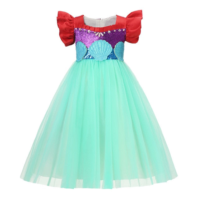 Girls Little Mermaid Ariel Princess Dress Cosplay Costumes For Kids Baby Girl Mermaid Dress Up Sets Children Halloween Clothing