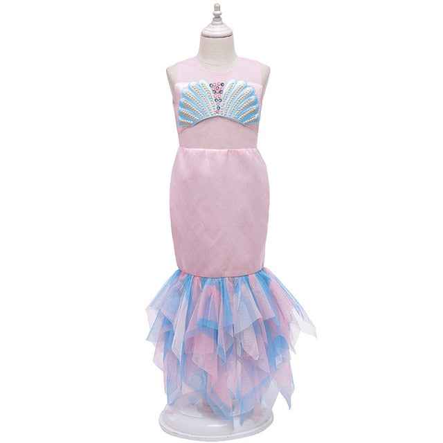 Girls Little Mermaid Ariel Princess Dress Cosplay Costumes For Kids Baby Girl Mermaid Dress Up Sets Children Halloween Clothing