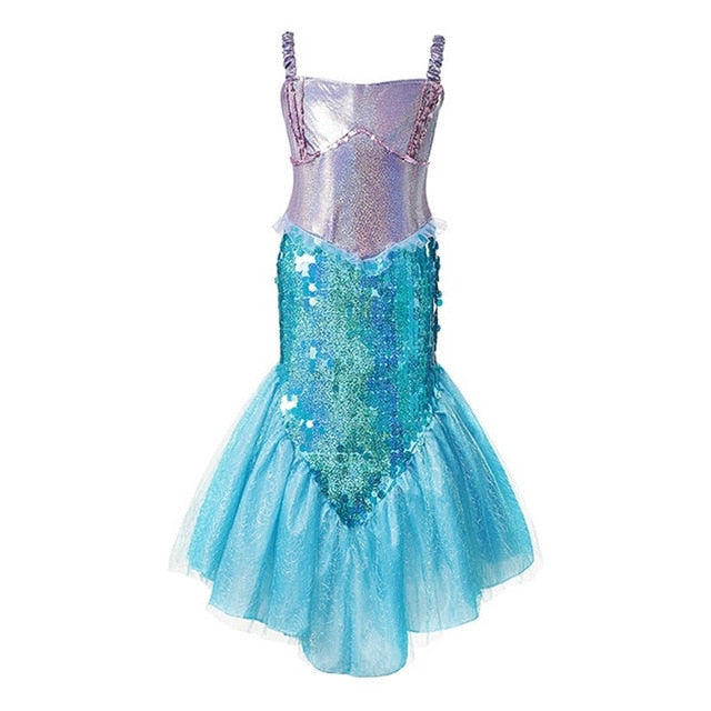 Girls Little Mermaid Ariel Princess Dress Cosplay Costumes For Kids Baby Girl Mermaid Dress Up Sets Children Halloween Clothing