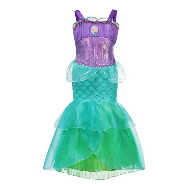 Girls Little Mermaid Ariel Princess Dress Cosplay Costumes For Kids Baby Girl Mermaid Dress Up Sets Children Halloween Clothing
