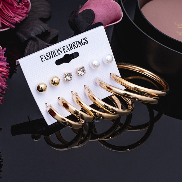 Women's Earrings Set Pearl Crystal Earrings For Women Vintage Boho Tassel Acrylic Earring Fashion Jewelry 2020 Geometric Earings