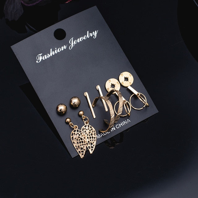 Women's Earrings Set Pearl Crystal Earrings For Women Vintage Boho Tassel Acrylic Earring Fashion Jewelry 2020 Geometric Earings