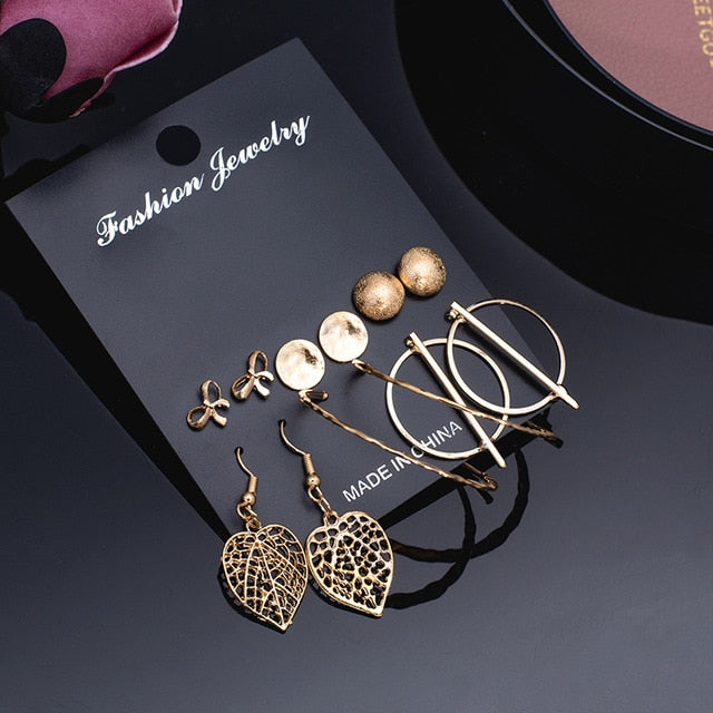Women's Earrings Set Pearl Crystal Earrings For Women Vintage Boho Tassel Acrylic Earring Fashion Jewelry 2020 Geometric Earings