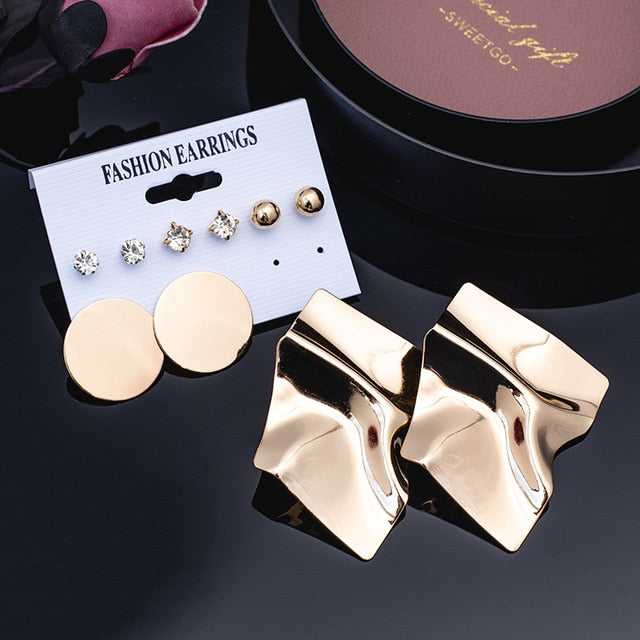 Women's Earrings Set Pearl Crystal Earrings For Women Vintage Boho Tassel Acrylic Earring Fashion Jewelry 2020 Geometric Earings