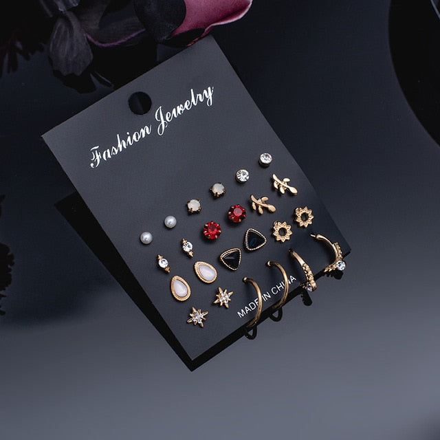 Women's Earrings Set Pearl Crystal Earrings For Women Vintage Boho Tassel Acrylic Earring Fashion Jewelry 2020 Geometric Earings