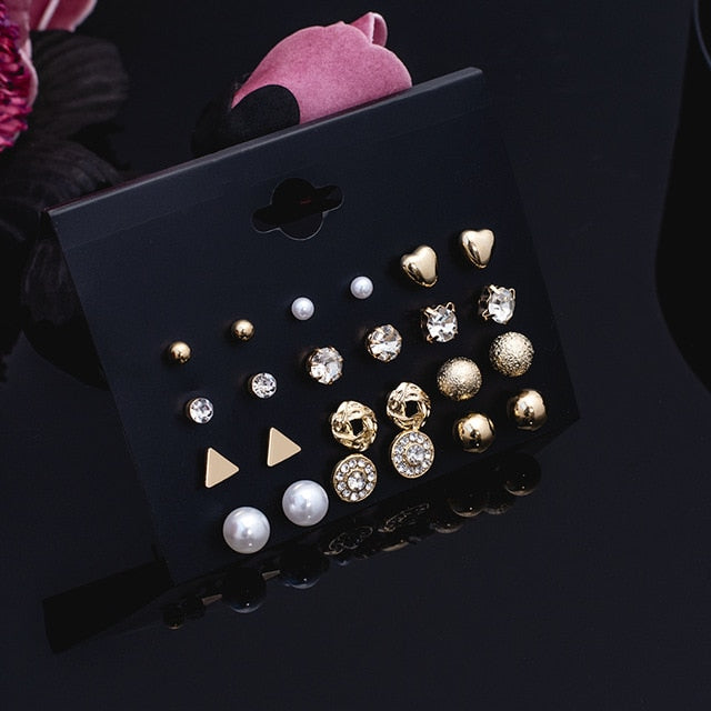 Women's Earrings Set Pearl Crystal Earrings For Women Vintage Boho Tassel Acrylic Earring Fashion Jewelry 2020 Geometric Earings