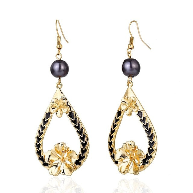 Hawaiian Pearl Leaf Long Drop Earrings Fashion Jewelry 2020 for Women Trendy Dangle Hangling Earring Earing Wholesale Price