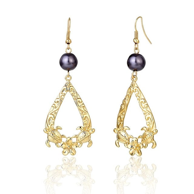 Hawaiian Pearl Leaf Long Drop Earrings Fashion Jewelry 2020 for Women Trendy Dangle Hangling Earring Earing Wholesale Price