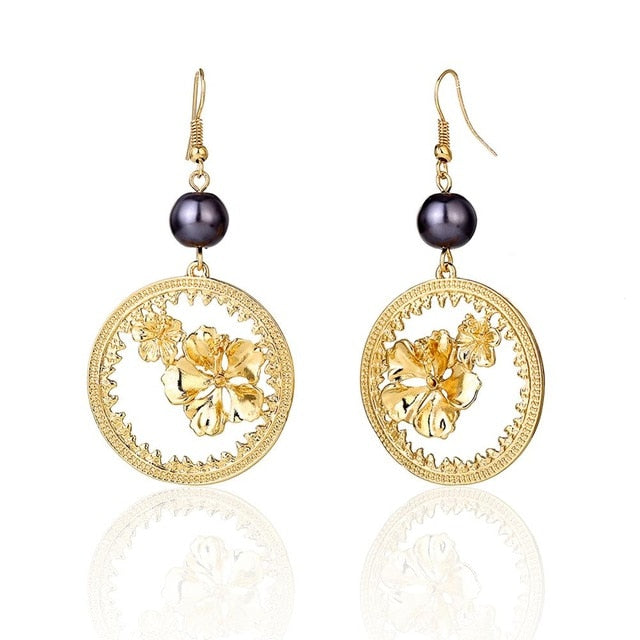 Hawaiian Pearl Leaf Long Drop Earrings Fashion Jewelry 2020 for Women Trendy Dangle Hangling Earring Earing Wholesale Price