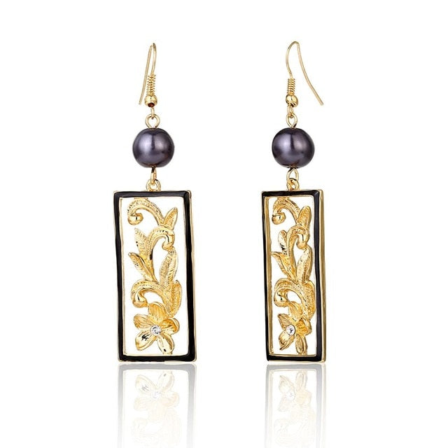 Hawaiian Pearl Leaf Long Drop Earrings Fashion Jewelry 2020 for Women Trendy Dangle Hangling Earring Earing Wholesale Price