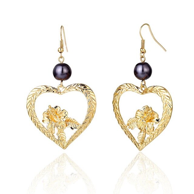 Hawaiian Pearl Leaf Long Drop Earrings Fashion Jewelry 2020 for Women Trendy Dangle Hangling Earring Earing Wholesale Price