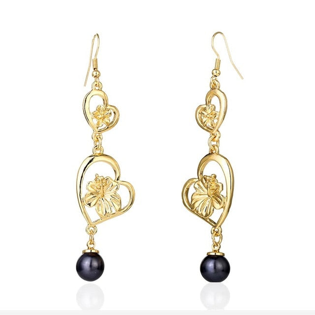 Hawaiian Pearl Leaf Long Drop Earrings Fashion Jewelry 2020 for Women Trendy Dangle Hangling Earring Earing Wholesale Price