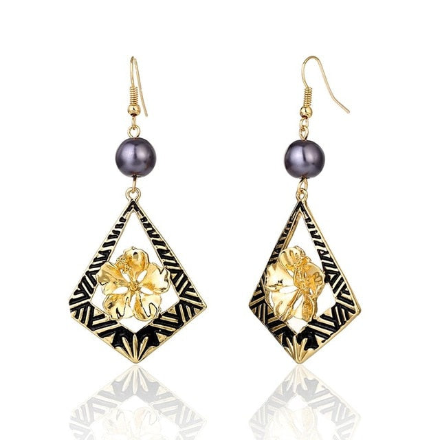 Hawaiian Pearl Leaf Long Drop Earrings Fashion Jewelry 2020 for Women Trendy Dangle Hangling Earring Earing Wholesale Price