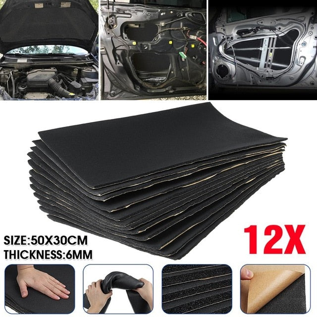 9X 1cm 0.6cm Car Sound Hot Deadener Mat Noise Proof Bonnet Insulation Deadening Engine Firewall Heat Foam Cotton Sticker 30x50cm