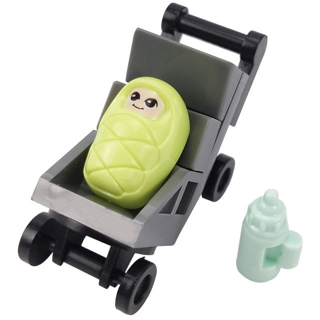 For Creator Friends For Girl City MOC Food Ice Cream Hospital Baby Carriage Figures Building Blocks Toys For Kid Creators Friend