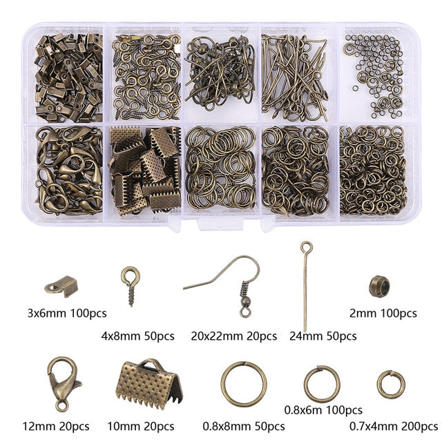 Alloy Accessories Set Jewelry findings Tools Clip buckle Lobster Clasp Open Jump Rings Earring Hook Jewelry Making Supplies Kit