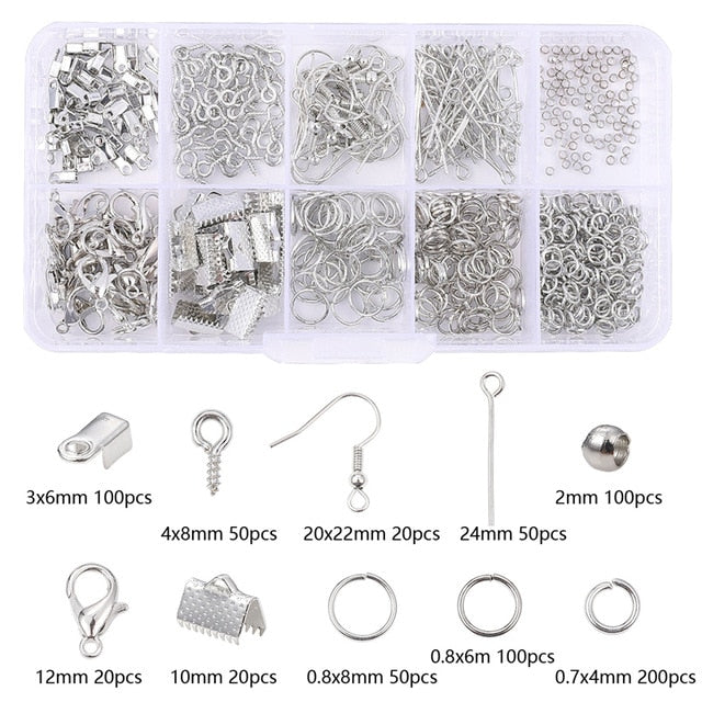 Alloy Accessories Set Jewelry findings Tools Clip buckle Lobster Clasp Open Jump Rings Earring Hook Jewelry Making Supplies Kit