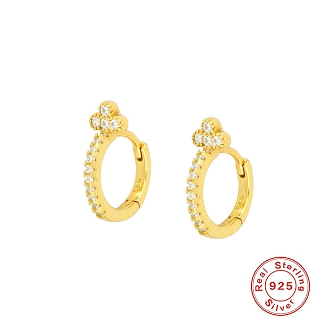 CANNER Real 925 Sterling Silver Earrings For Women Pearl French Cross Lightning Earrings Hoops Three Zircon Diamond Jewelry
