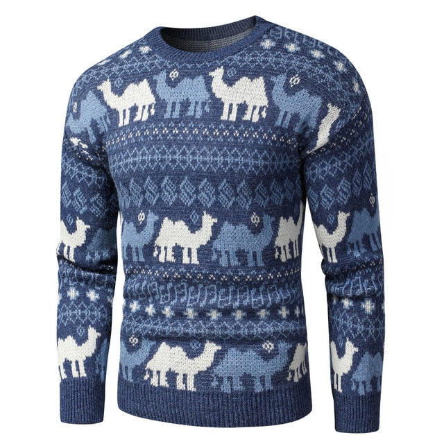 Men 2020 Autumn New Vintage Style Acrylic Warm Jacquard Sweater Pullovers Men Winter O-Neck Fashion Thick Check Pattern Sweater