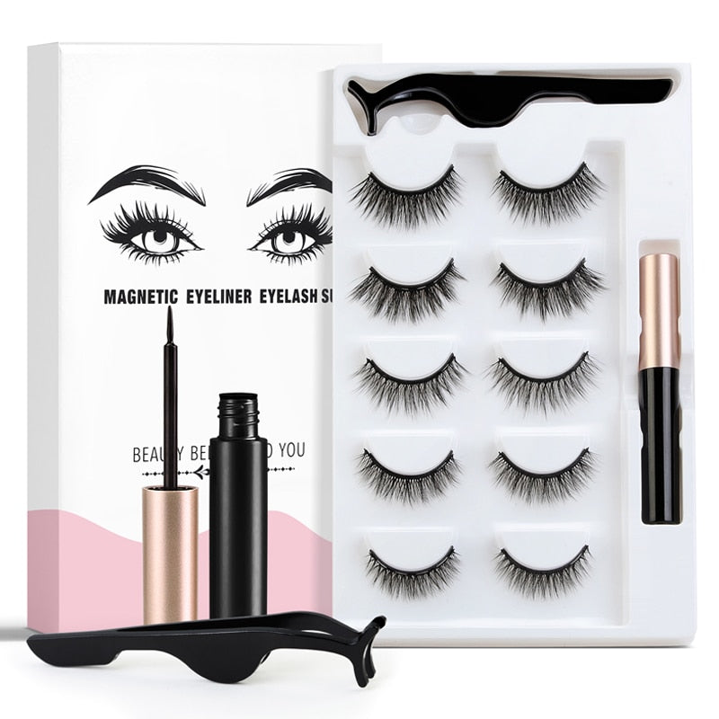 3/5pair Of 3D Magnetic Eyelashes Handmade Eyelashes Eye Makeup Extended False Eyelashe Repeated Use Magnetic Fake Eyelashe TSLM1